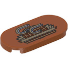 LEGO Dark Orange Tile 2 x 4 with Rounded Ends with GothCorp Logo Sticker (66857)