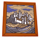 LEGO Dark Orange Tile 4 x 4 with Painting of Ost-in-Edhil City Sticker (1751)