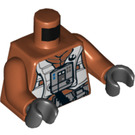 LEGO Donkeroranje X-Vleugel Piloot Minifiguur Torso met Donkeroranje Armen en Zwart Handen (973 / 76382)