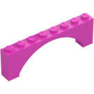 LEGO Dark Pink Arch 1 x 8 x 2 Raised, Thin Top without Reinforced Underside (16577 / 40296)