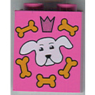 LEGO Dunkelpink Backstein 1 x 2 x 2 mit Hund Gesicht mit Innenachshalter (3245)