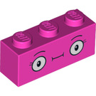 LEGO Dunkelpink Backstein 1 x 3 mit Kick Flip Gesicht (3622 / 38915)