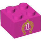 LEGO Dark Pink Brick 2 x 2 with "1" (3003 / 29808)