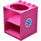LEGO Dark Pink Cabinet 4 x 4 x 4 with Sink Hole with Blue Snowflake Sticker with Door Holder Holes (6197)