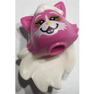 LEGO Dark Pink Cat Head with Long White Hair