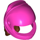 LEGO Dark Pink Crash Helmet with Reddish Brown Ponytail (36293)