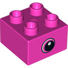 LEGO Donkerroze Duplo Steen 2 x 2 met Eye looking Links (37396 / 37397)