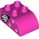 LEGO Rose foncé Duplo Brique 2 x 3 avec Haut incurvé avec spots et glove La gauche (2302 / 43808)