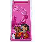 LEGO Dark Pink Flag 7 x 3 with Bar Handle with Boy, Girl and Second Half Earth Globe Sticker (30292)