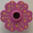 LEGO Dark Pink Flower 2 x 2 with Medium Green Lines and Medium Orange Dots with Open Stud (4728)