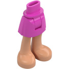 LEGO Dark Pink Hip with Basic Curved Skirt with Bare Feet with Thick Hinge (35614)