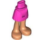 LEGO Donkerroze Heup met Basic Gebogen Skirt met Bare Feet met dik scharnier (35614)
