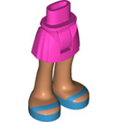 LEGO Donkerroze Heup met Basic Gebogen Rok met Donker azuurblauw Sandals met dik scharnier (35634)