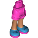 LEGO Dunkles Pink Hüfte mit Rolled Oben Shorts mit Blau Shoes mit Lila Soles mit dickem Scharnier (35556 / 35557)