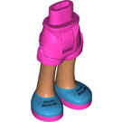 LEGO Dark Pink Hip with Rolled Up Shorts with Blue Shoes with Purple Soles with Thick Hinge (35557)
