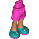 LEGO Dark Pink Hip with Rolled Up Shorts with Dark Turquoise shoes with Thick Hinge (35556 / 35557)