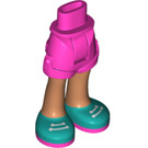 LEGO Dark Pink Hip with Rolled Up Shorts with Dark Turquoise shoes with Thick Hinge (35557)