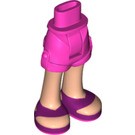 LEGO Dark Pink Hip with Rolled Up Shorts with Pink Sandals with Thick Hinge (11403 / 35557)