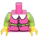LEGO Dark Pink Minifig Torso Dark Pink Jacket with Lime Green Arms (973)