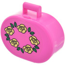 LEGO Dark Pink Oval Case with Handle with Garland of Roses Sticker (6203)