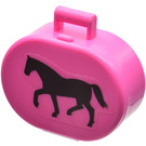 LEGO Dark Pink Oval Case with Handle with Horse Sticker (6203)