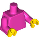 LEGO Donkerroze Vlak Minifig Torso met Dark Pink Armen en Geel Handen (973 / 76382)