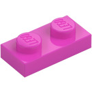 LEGO Dunkles Pink Platte 1 x 2 (3023 / 28653)