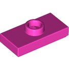 LEGO Dark Pink Plate 1 x 2 with 1 Stud (with Groove and Bottom Stud Holder) (15573 / 78823)