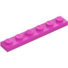 LEGO Mørk rosa Plate 1 x 6 (3666)