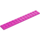 LEGO Donkerroze Plaat 2 x 14 (91988)