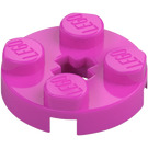 LEGO Mørk rosa Plate 2 x 2 Rund med Akselhull (med '+' akselhull) (4032)