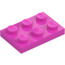 LEGO Donkerroze Plaat 2 x 3 (3021)