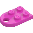 LEGO Mørk rosa Plate 2 x 3 med Avrundet Ende og Stift Hull (3176)