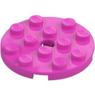 LEGO Dark Pink Plate 4 x 4 Round with Hole and Snapstud (60474)