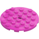 LEGO Dark Pink Plate 6 x 6 Round with Pin Hole (11213)