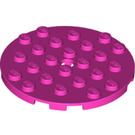 LEGO Dark Pink Plate 6 x 6 Round with Pin Hole (11213)