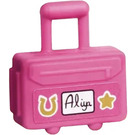 LEGO Dark Pink Suitcase (Large) with ‘Aliya’, Horseshoe and Star