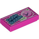 LEGO Dark Pink Tile 1 x 2 with Guble Bubble with Groove (3069 / 101241)