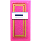 LEGO Dark Pink Tile 1 x 2 with Notebook Cover with Lines Sticker with Groove (3069)