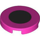 LEGO Dark Pink Tile 2 x 2 Round with Black Circle with Bottom Stud Holder (14769 / 79547)