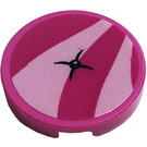 LEGO Dark Pink Tile 2 x 2 Round with Pillow with pink Stripes Sticker with Bottom Stud Holder (14769)