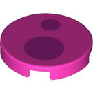 LEGO Mørk rosa Tile 2 x 2 Rund med Rosa Circles med bunnknottholder (14769 / 79546)