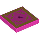 LEGO Dark Pink Tile 2 x 2 with Gold Cushion with Groove (3068 / 19884)