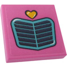 LEGO Dark Pink Tile 2 x 2 with Heart and Car Grill Sticker with Groove (3068)