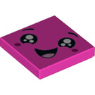 LEGO Dunkelpink Fliese 2 x 2 mit Smiling Gesicht mit Tears und Klein Tongue mit Nut (3068 / 44355)
