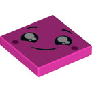 LEGO Donkerroze Tegel 2 x 2 met Smiling Gezicht met Tears met groef (3068 / 57433)