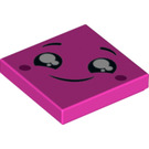 LEGO Dark Pink Tile 2 x 2 with Smiling Face with Tears with Groove (3068 / 57433)