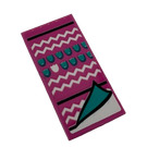 LEGO Dark Pink Tile 2 x 4 with Blanket with Ghosts and White Zigzag Lines Sticker (87079)