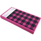 LEGO Dark Pink Tile 2 x 4 with Checkered Blanket Sticker (87079)