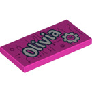 LEGO Rose foncé Tuile 2 x 4 avec 'Olivia' (44991 / 87079)